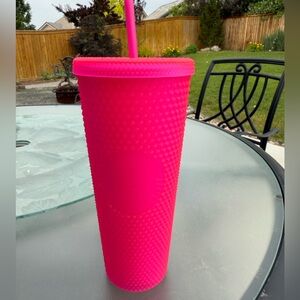 New Starbucks 24oz Matte Neon Pink Studded Tumbler